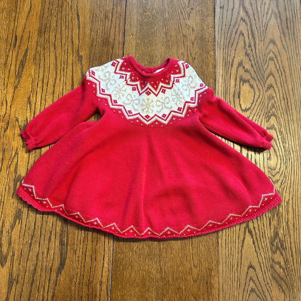 Red Christmas Knit Baby Dress